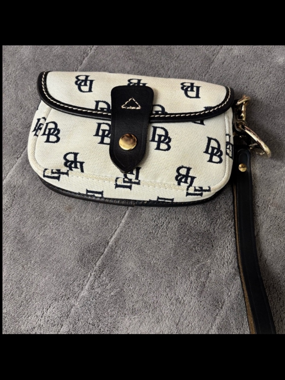 Vintage Dooney & Bourke DB Monogram Canvas Wristlet Mini Pouch Y2K